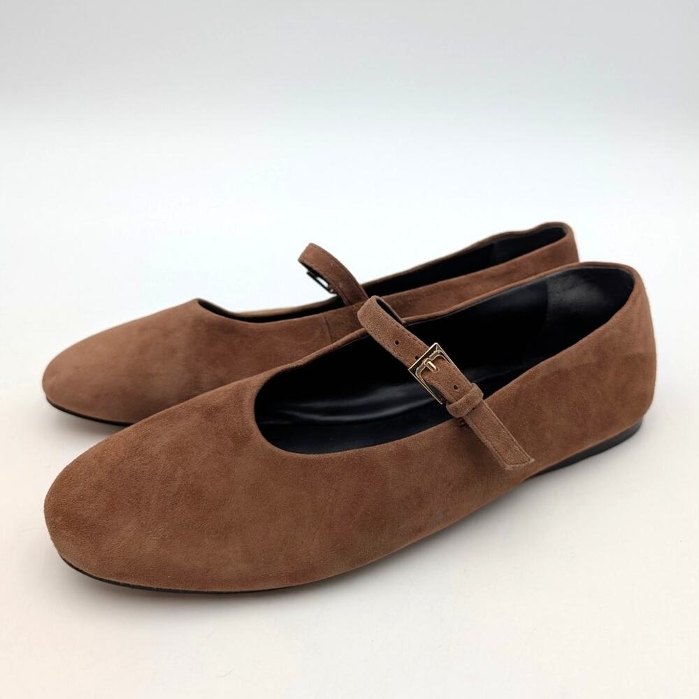 Nordstrom Brown Suede Mary Jane Flats